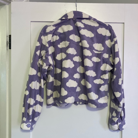 H&M DIVIDED purple clouds fleece top Prince Raspberry beret Vibes - Picture 4 of 5